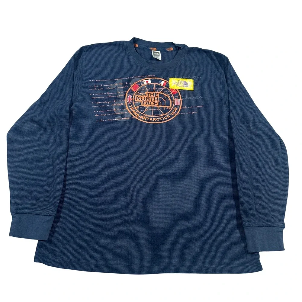 Vintage 90sThe North Face Thermal Shirt Men XL Navy Trans-Antarctica 1990 Waffle